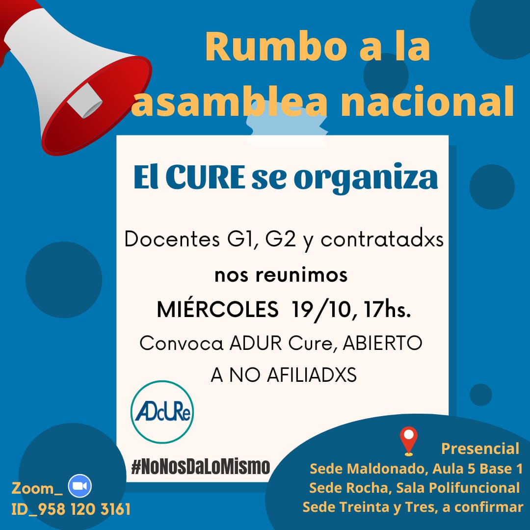 adurcure's tweet photo. Paro Movilizados! Cure se organiza porque #NoNosDaloMismo #ParoDocente #MasPresupuestoparaUdelar https://t.co/DD2eYrNpia