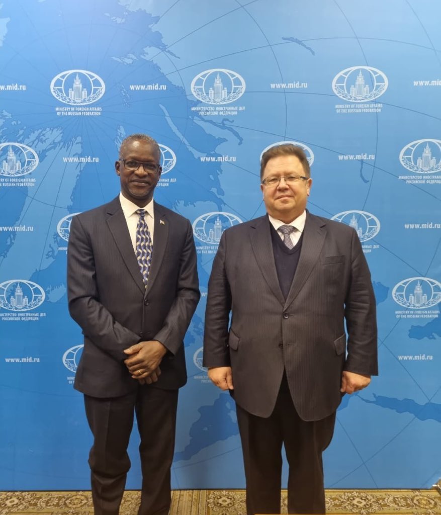 Embmoscow1's tweet photo. H. E. Ben H. O. Ogutu paid a visit to H. E. Vsevolod Tkachenko, Director of African Department, Ministry of Foreign Affairs of the Russian Federation. The meeting was held on 17 October, 2022. https://t.co/BxrAUjG38u