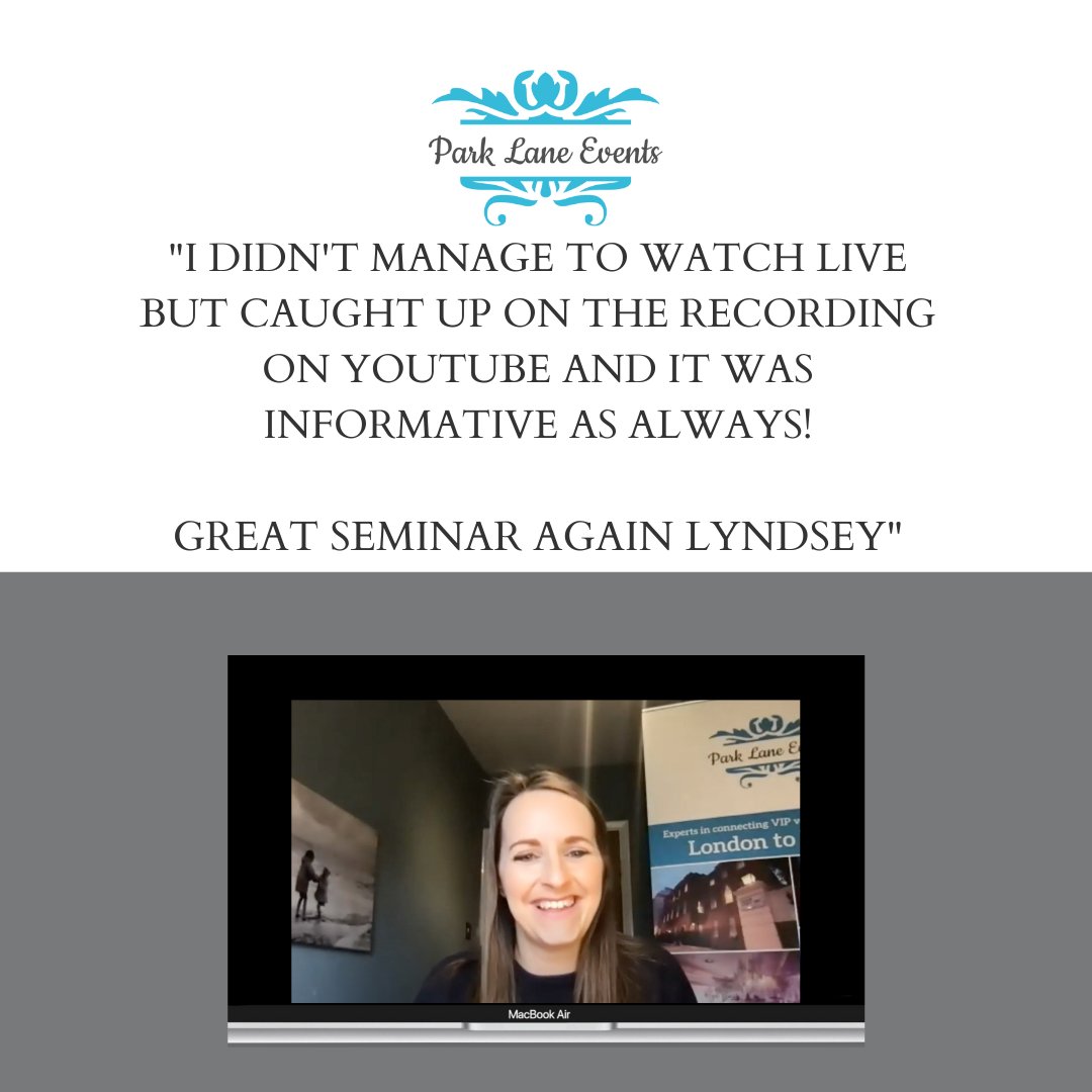 LyndsTaylorPLE's tweet photo. #webinarwednesday

We all love positive feedback and it's especially fulfilling when you know it's all worthwhile

Previous webinars are all available to watch on the Park Lane Events Website webinar page, plus you can sign up for the next one in January:

https://t.co/gFUkXhzdmr https://t.co/uoDGX2MGda
