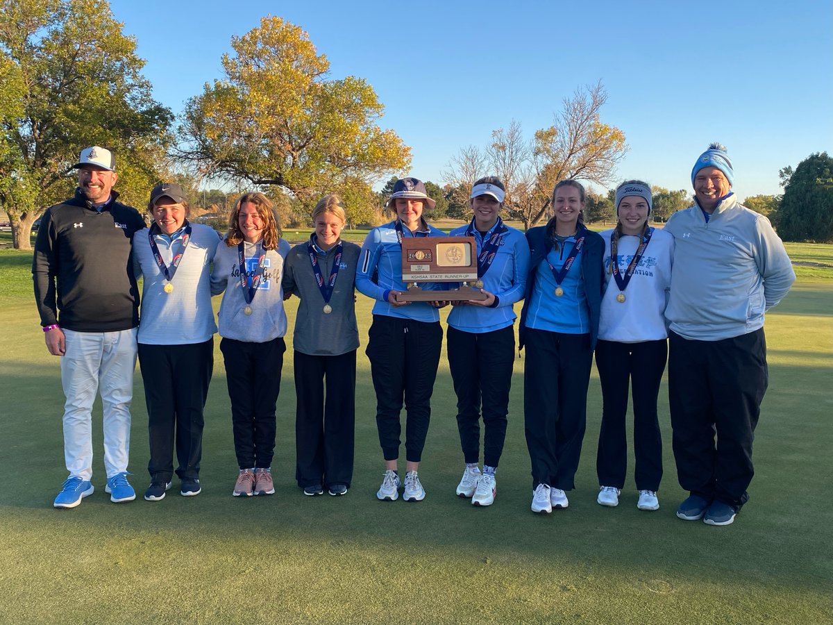 smegirlsgolf's tweet photo. Hardware coming home! Ladies finish 2nd in most competitive State Championship ever. Ella and Ingrid finished 1st and 2nd overall. Ella with here 8th straight win and Ingrid with a career low (71) on day 1. Great playing ladies! So proud of R TEAM as they competed extremely hard. https://t.co/RqIkfORmkW