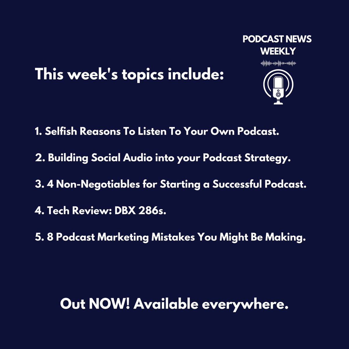 The latest episode of Podcast News Weekly is live now! If any of these topics interest you, go listen to this episode.
#podcastnewsweekly #podcast #podcasting #news #technews #humpday