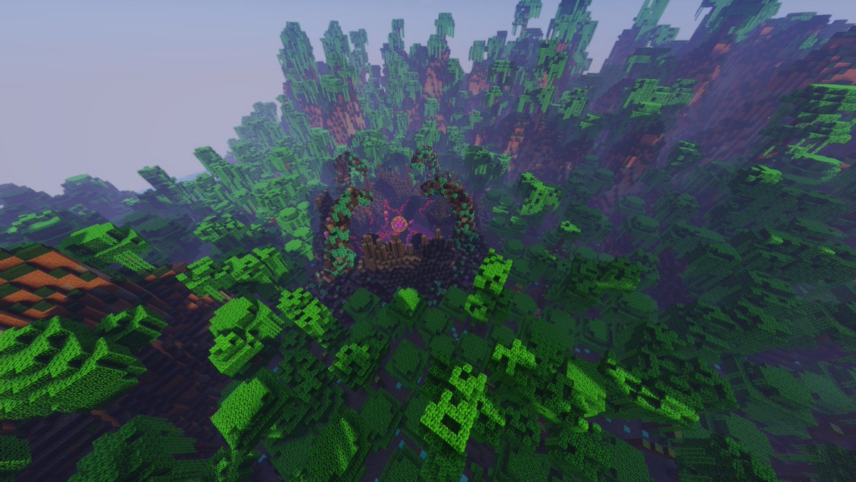 OasisHomeMC's tweet photo. Minecraft #buildtober Day #17 - The summoning: Find your way through the mountains and marshland to reach the Pit of summoning. Open the portal to the dimension of your choice! https://t.co/d1c8faYx3D