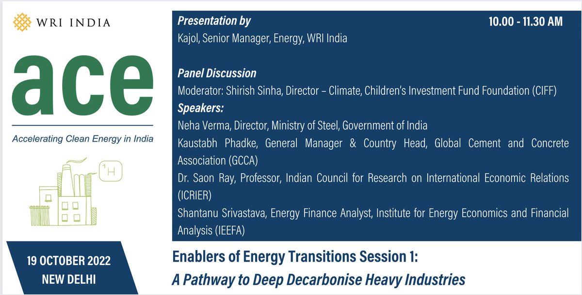 WRIIndia's tweet photo. Welcome to Day 2 of #ACE2020 | Today's first session discusses "A Pathway to Deep Decarbonise Heavy Industries"
Register here: https://t.co/tLR7CJm4E6 https://t.co/MjCnOo0Rjo