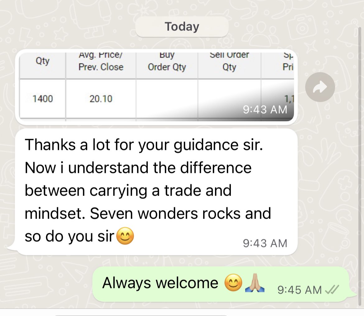 prashantCWealth's tweet photo. These messages especially on start of the day set the tone. Thanks to all those who have believed in me and Catalyst wealth over the past 5 years. “Seven Wonders of Trading” a life changing program for many!
#technicalanalysistraining
#sevenwondersoftrading
@CatalystWealth1 https://t.co/nKxraf2cCc