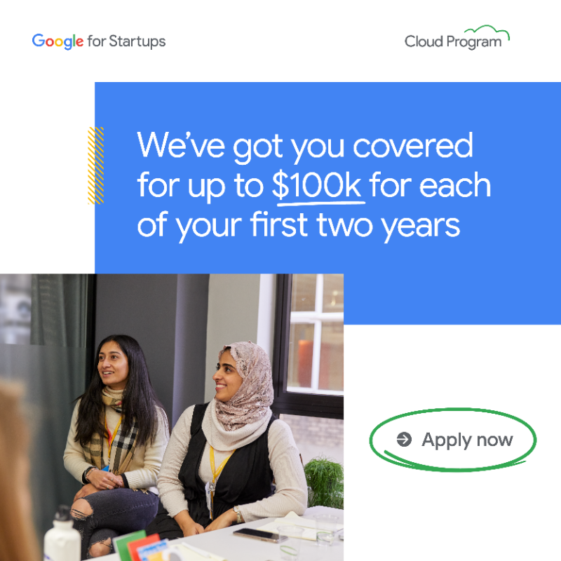 GoogleCloud_ID's tweet photo. Move your startup to Google Cloud and get up to $100k in Google Cloud credits for each of your first two years—on us*. Apply now.