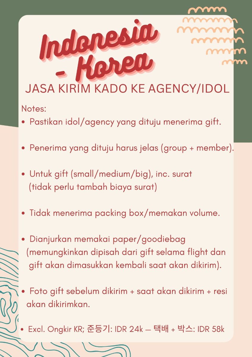 ranirtnsr's tweet photo. [RT ‼️] wts - open jual bagasi

• indonesia - korea
• jasa kirim hadiah / kado / surat ke idol (agency)
> max diterima di indo 1 nov 2022 

• warehouse handcarry korea - indonesia
> max diterima di korea 13 nov 2022

https://t.co/pzrQxfQfWr https://t.co/iq4c1gwpqr