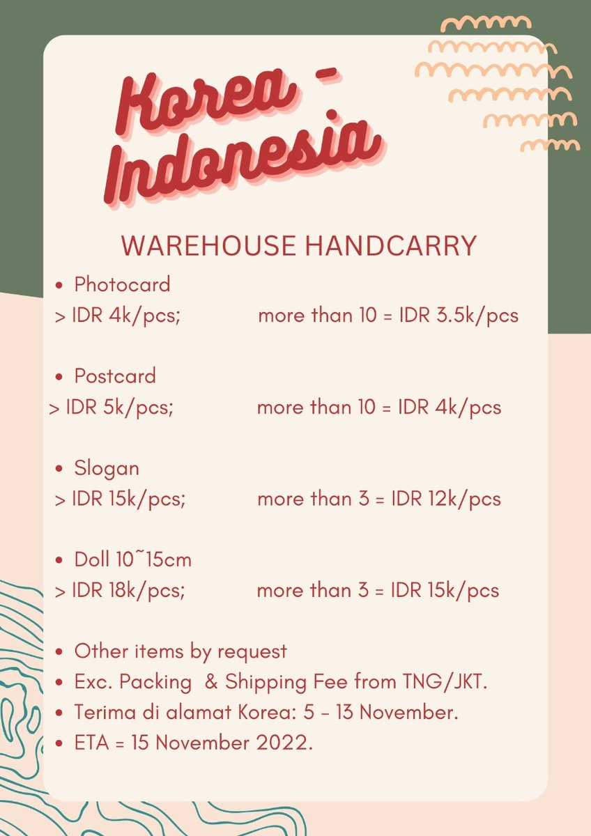 ranirtnsr's tweet photo. [RT ‼️] wts - open jual bagasi

• indonesia - korea
• jasa kirim hadiah / kado / surat ke idol (agency)
> max diterima di indo 1 nov 2022 

• warehouse handcarry korea - indonesia
> max diterima di korea 13 nov 2022

https://t.co/pzrQxfQfWr https://t.co/iq4c1gwpqr