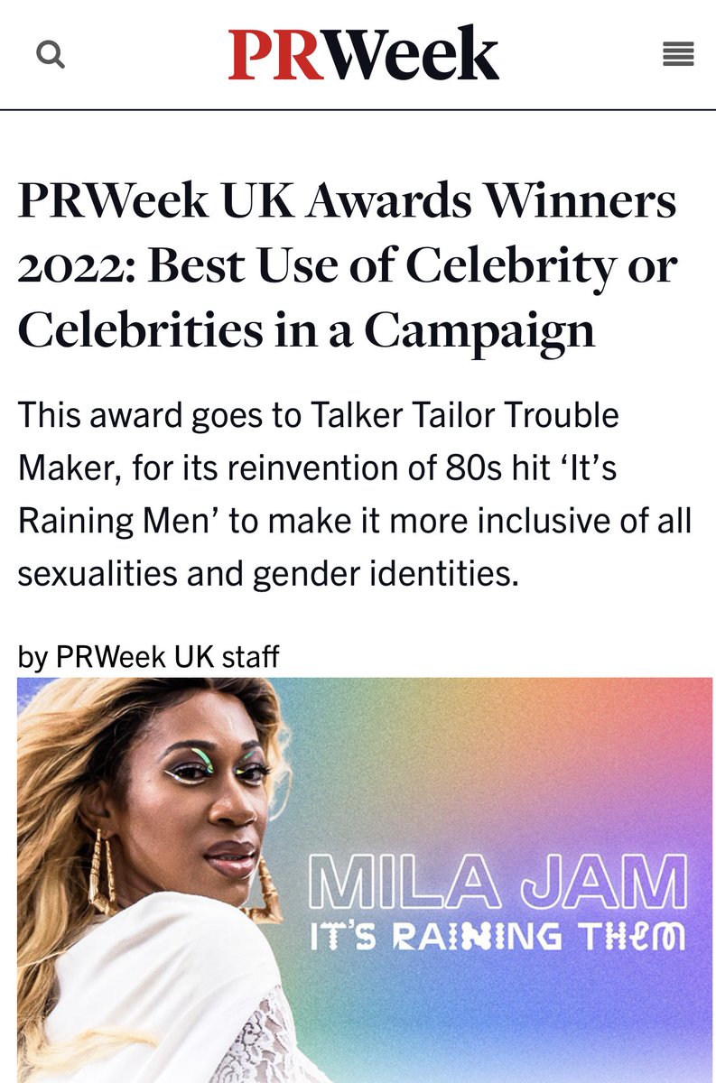 themilajam's tweet photo. We did it again!!!! Itβs Raining Them βοΈβ @talkertailor @Deezer
Thank you @prweek_uk πππ
#fyp #success #win #work #wedidit #pr #award #itsrainingthem https://t.co/hroseIJawY