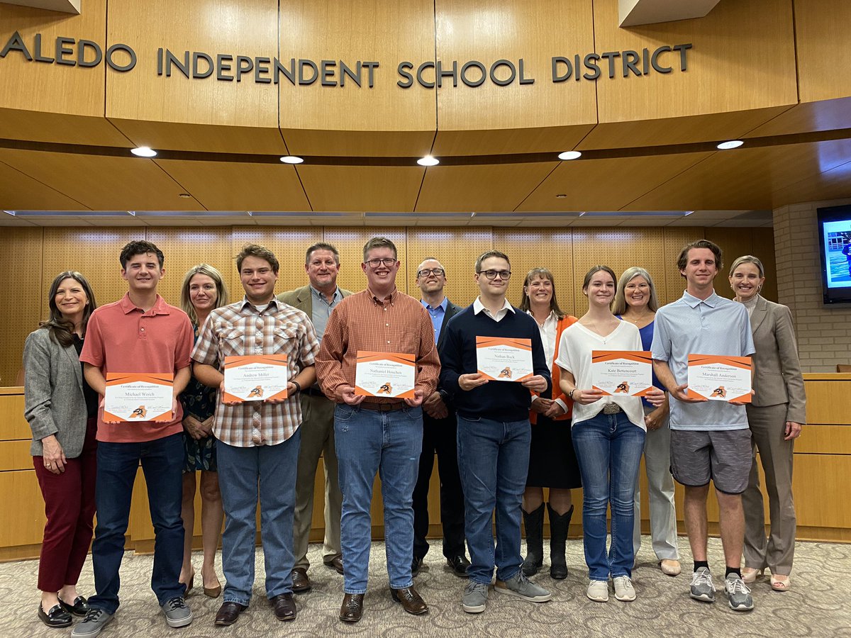 Trustees were excited to recognize several students tonight at the board meeting, including 2 National Merit Semifinalists, some of the 16 National Merit Commended Students, and this month’s Bearcats of Character for Teamwork! #allinaledo #growinggreatness