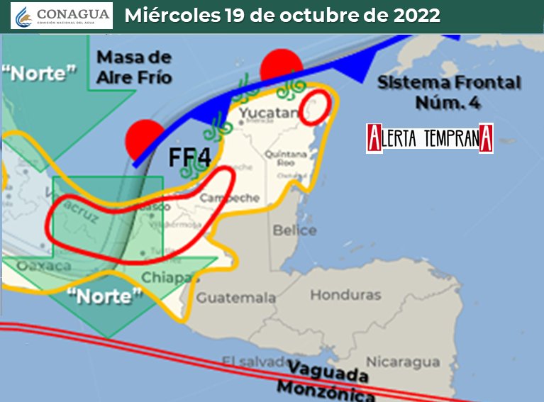 AlertaGt502's tweet photo. Actualización 18/10
La Conagua mantiene pronóstico de acercamiento e ingreso del #FF4 al norte de C.A también la llegada de la #OT45 entre el 20 y 21/10 en interacción con la #VaguadaMonzónica generará temporal de lluvias al norte, BocaCosta y Costa Sur
@ReportoCA @ReporteNi https://t.co/QcnFoW5O1L