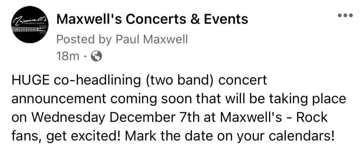 1075daverocks's tweet photo. We’re working on something BIG with our friends at @maxwellsmusic
December 7th, 2022.
Two bands.
Save. The. Date. 🤘🗓
(More details coming soon) 👀
#maxwells #daverocks #waterloo https://t.co/DOyeHzJUMn