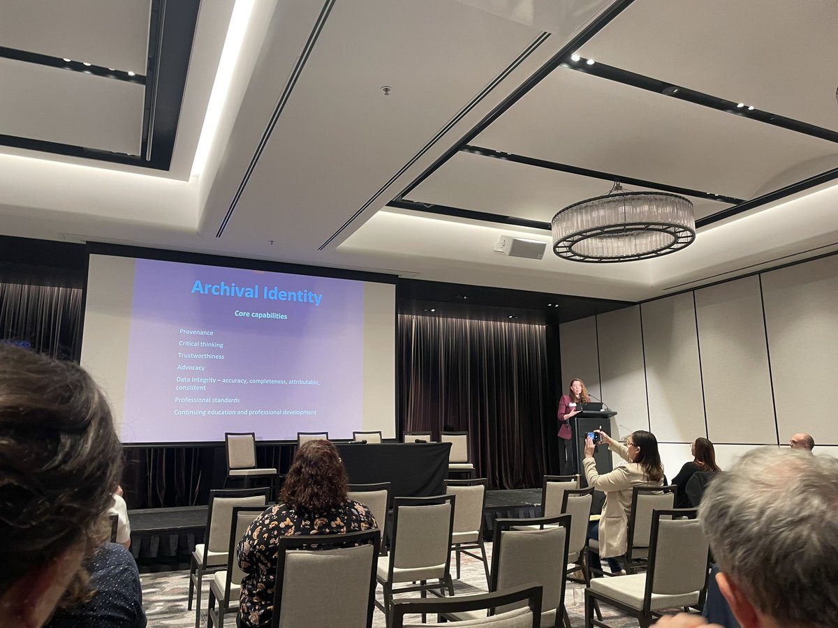 HandsTenille's tweet photo. Motivated by a mix of passion and profession, @NFSAonline @LaurenCurless  asks are AV archivists currently facing identity crisis’ in the digital content age? Adaptability and evolution are key. #HereWeAre2022 https://t.co/64Gih6TPrl