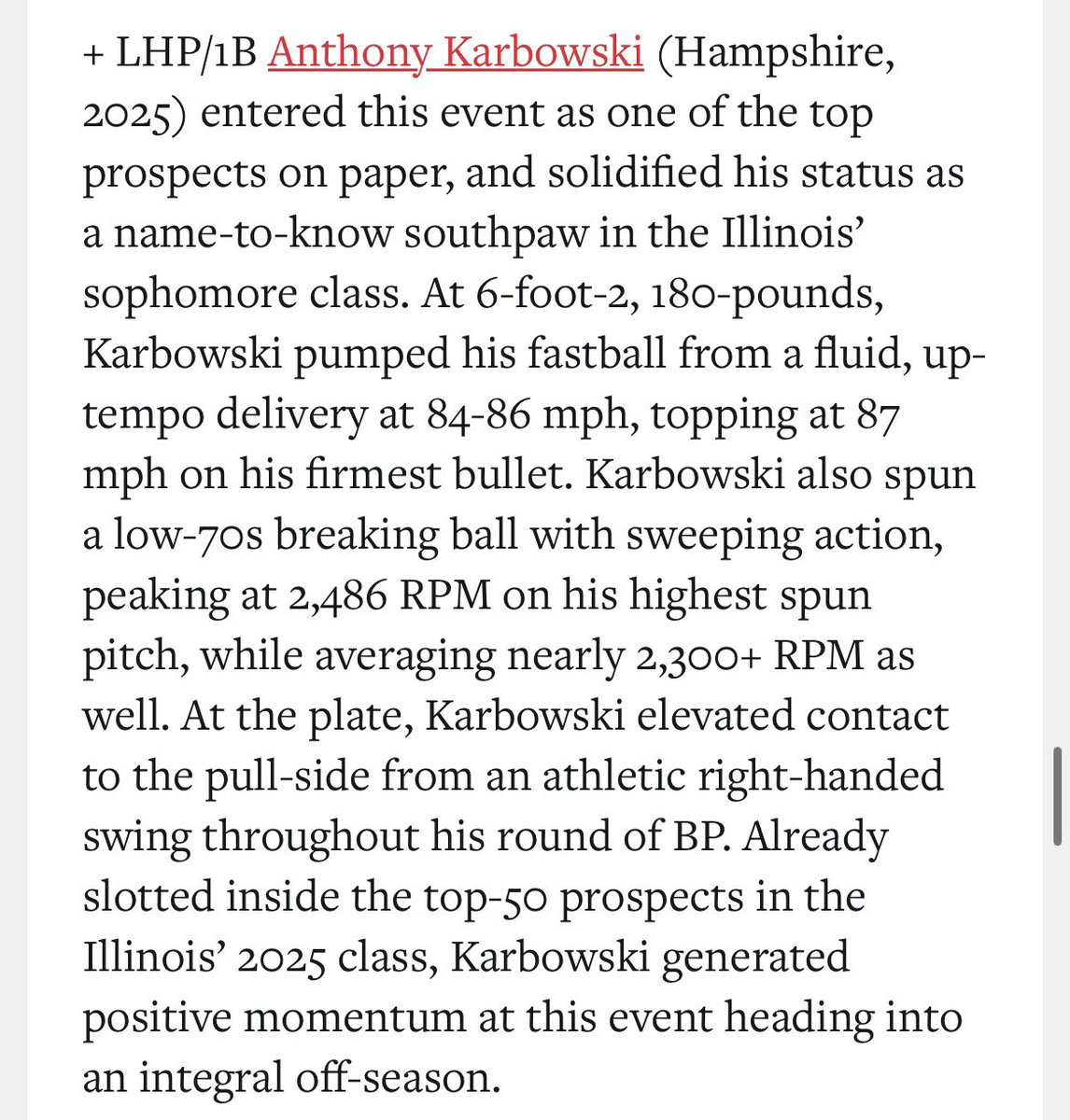 AnthonyKarbows3's tweet photo. Thank You @PBRIllinois for this write up from the #UnderClassShowcase ! @ClarkeChris16 @Sparks_North @CoachSimoncelli https://t.co/sDzGkxHNFM
