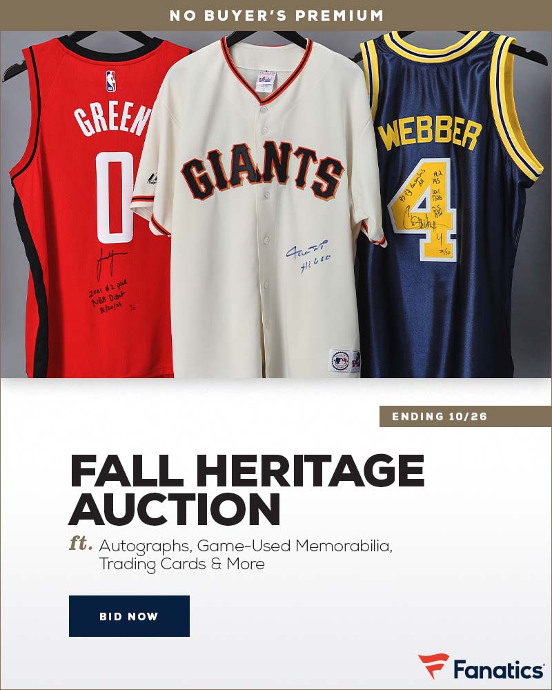 JSALOA's tweet photo. JUST LAUNCHED! Fanatics Fall Heritage Auction

BID NOW -> https://t.co/xOl1YLWWiz

#Fanatics #FanAuctions #GameUsed #FallAuction https://t.co/k4ReYwv91F