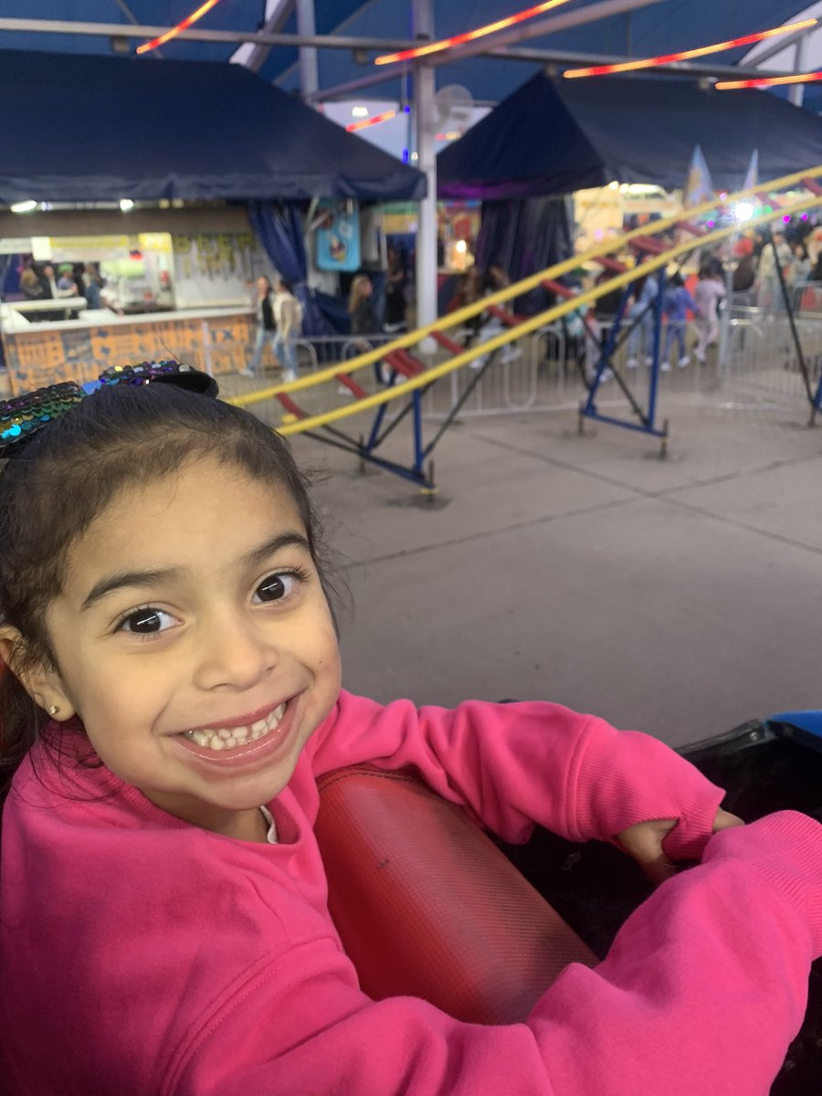 LDZPrincipal's tweet photo. Trying all the fried foods with the family. I think I screamed more than Gracie on the mini rollercoaster. I don’t think it was meant for adult weight 😂 #TXStateFair https://t.co/0gWVjPZUVk