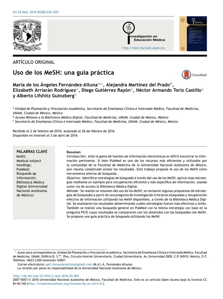 Guía práctica para el uso de los términos #MeSH ♾️ scielo.org.mx/pdf/iem/v5n20/…