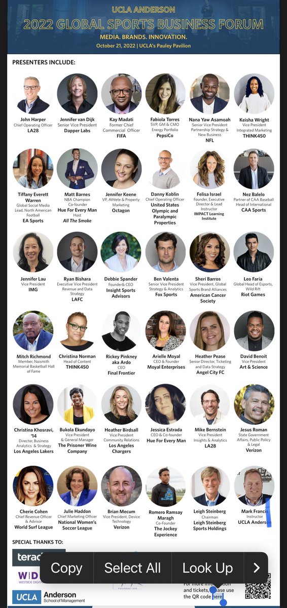 Inaugural <a href="/uclaanderson/">UCLA Anderson School of Management</a> Global Sports Business Forum kicking off Fri Oct 21. Executives from sports, brands, tech, &amp; gaming will share insights on innovation, marketing, partnerships, fan engagement &amp; more. More info &amp; registration at bit.ly/3yAfNwO See you there!