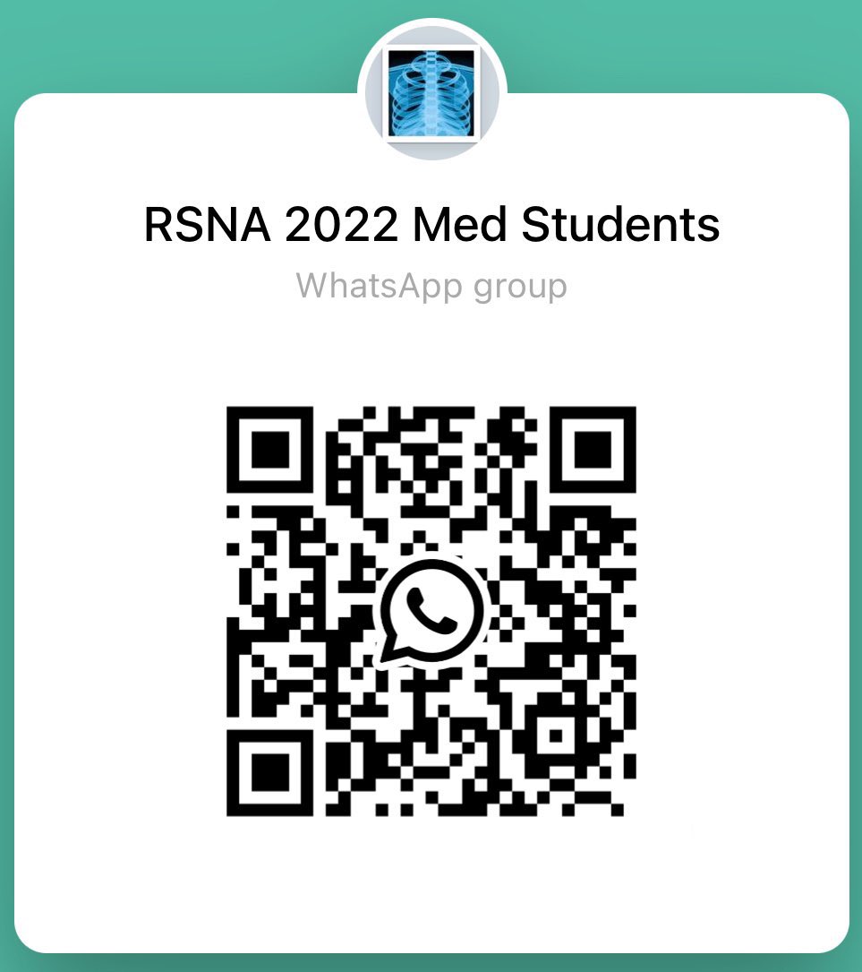 The RSNA Medical Student Task Force (MSTF) is excited to bring the first ever med student event at #RSNA22. Med students can join the WhatsApp group for more details. Share the news! #RSNATrainees @hrsugito @RSNA