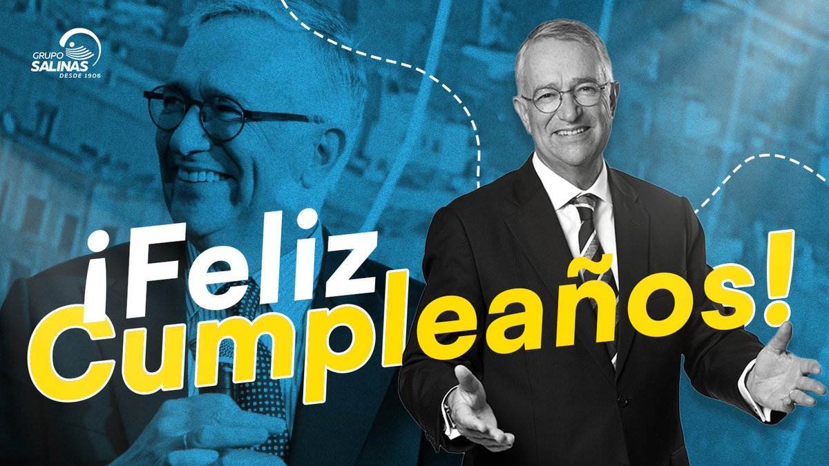 gruposalinas's tweet photo. ¡Feliz cumpleaños @RicardoBSalinas! 🥳
Te deseamos un nuevo ciclo lleno de alegrías y grandes éxitos.✨
Gracias por demostrarnos que los sueños se vuelven realidad cuando trabajamos por ellos. 🤩 https://t.co/fTndiRV61V
