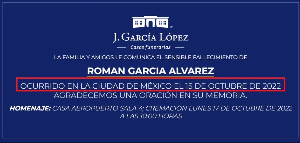 PDiezG's tweet image. Román García Álvarez murió desde el sábado, y la @SCT_mx no avisó sino hasta el lunes por la noche. La autoridad debe aclarar la causa de su muerte. Parece que Julio Scherer nos debe algunas explicaciones. @FGRMexico @SFP_mx
