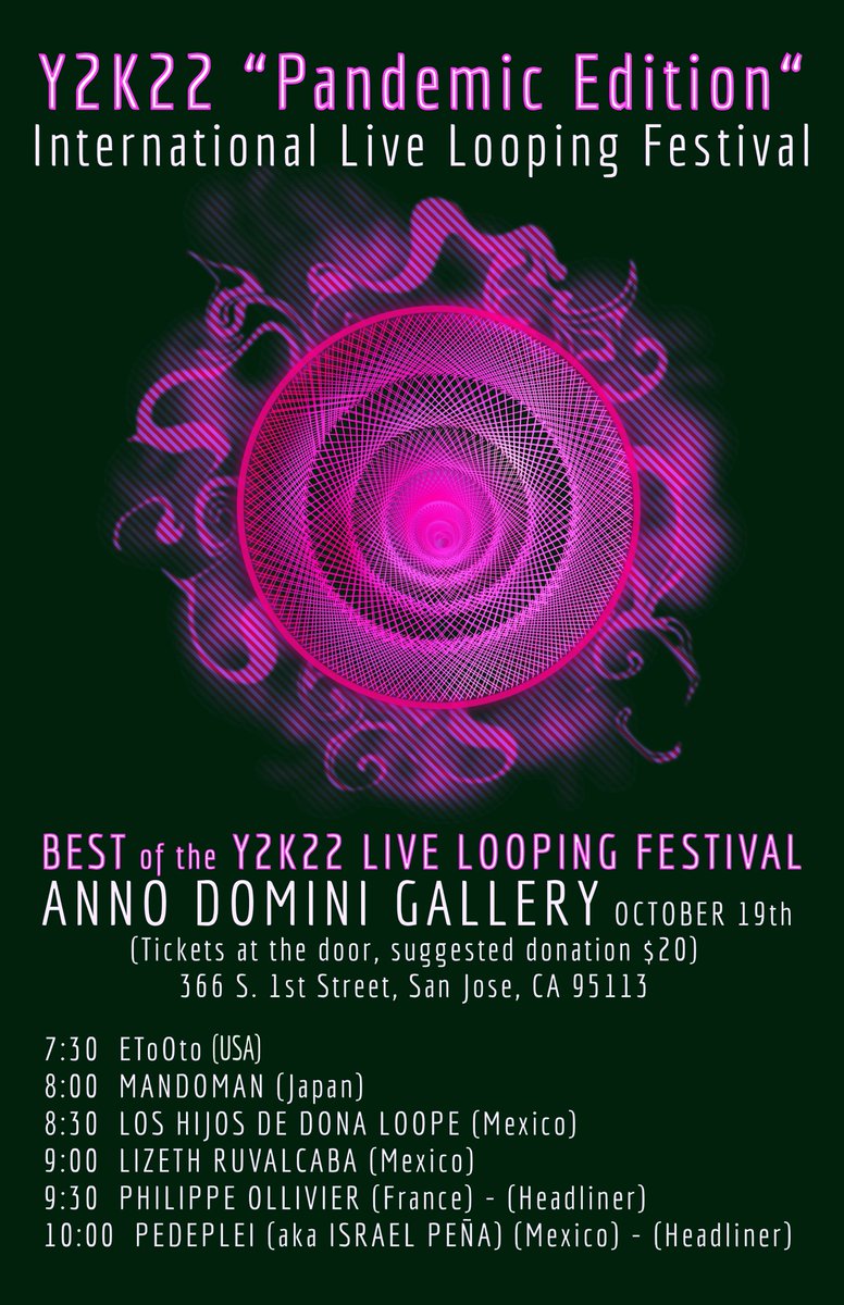 The artists have arrive from Mexico and Japan and the festival begins tomorrow at the Anno Domini Gallery (366 South 1st St., San Jose) at 7:00 pm.
This is the first in person festival since lockdown.