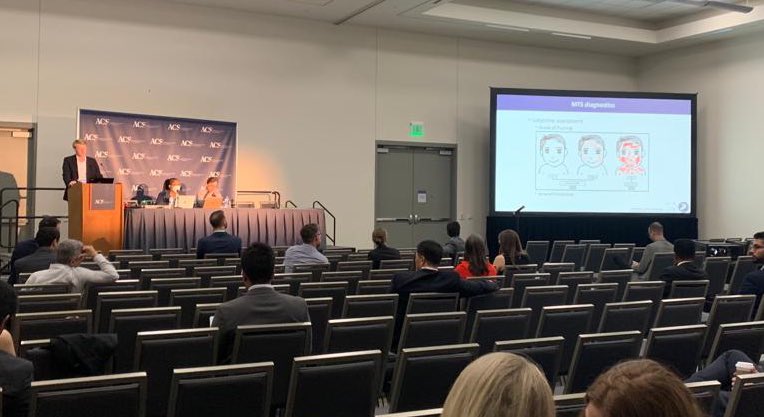 We end day two with our last presentation at #ACS_2022. Another excellent presentation by @olsen_august of his prospective study on two objective methods to diagnose severe mesenteric traction syndrome @AmCollSurgeons @Rigshospitalet #MTS #mesenterictractionsyndrome