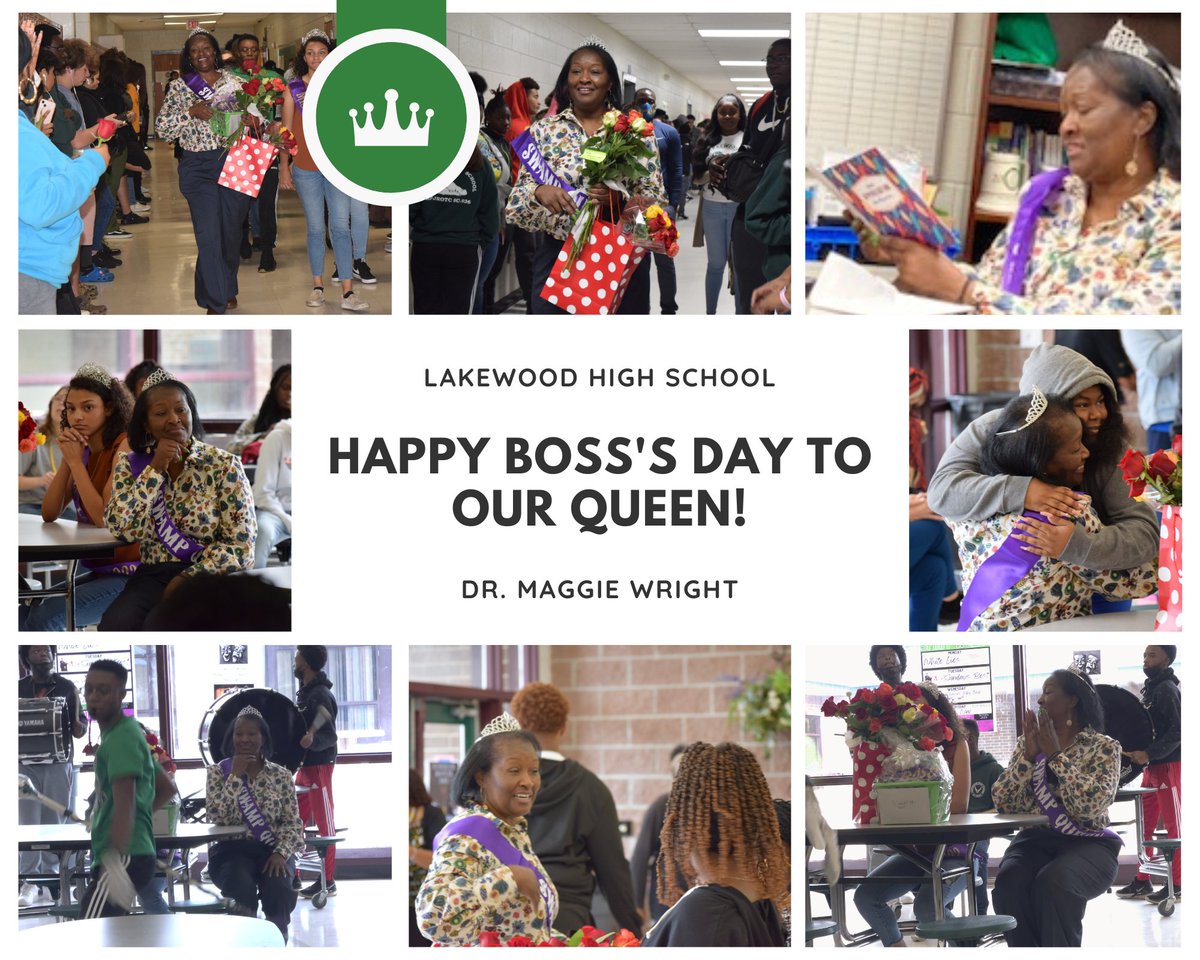 MRS_SHENRYHAND's tweet photo. Yesterday LHS honored our Swamp Queen, Dr. Wright, with a parade, song, dance, gifts, hugs, and love in appreciation for Boss' Day.   Thank you to all for making this moment special.  Thank you @DrMaggieWright for leadership. https://t.co/Gz4cp31hYD