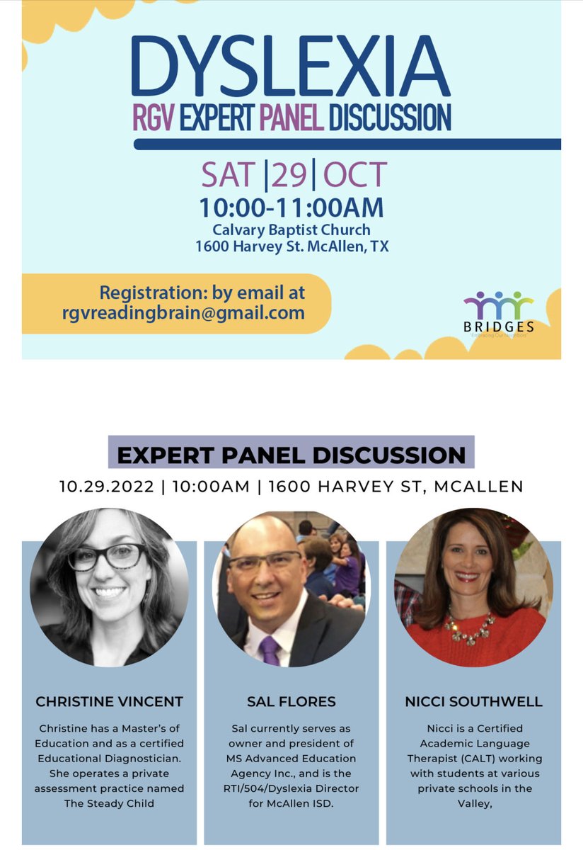 salflores10's tweet photo. @McAllenISD 
Join us and registration for the first annual Dyslexia RGV Expert Panel Discussion:

By email:
rgvreadingbrain@gmail.com 
or 
online-form at: https://t.co/J203PMGhSS https://t.co/X4PkK8nO61