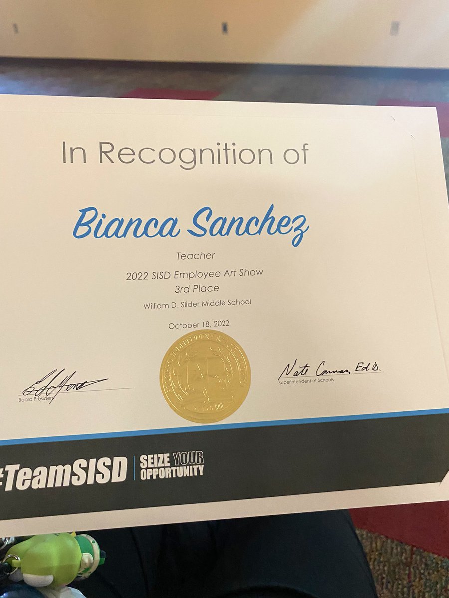 Wooh! 🥳 Thank you to our <a href="/SocorroISD/">Socorro ISD</a> board members for the recognition! Really appreciative that our school board takes time to shine light on our fine art accomplishments! ✨💫 #TeamSISD <a href="/SISD_FineArts/">SISD Fine Arts</a> <a href="/WDSlider_MS/">Slider Middle School</a> #SliderUnited