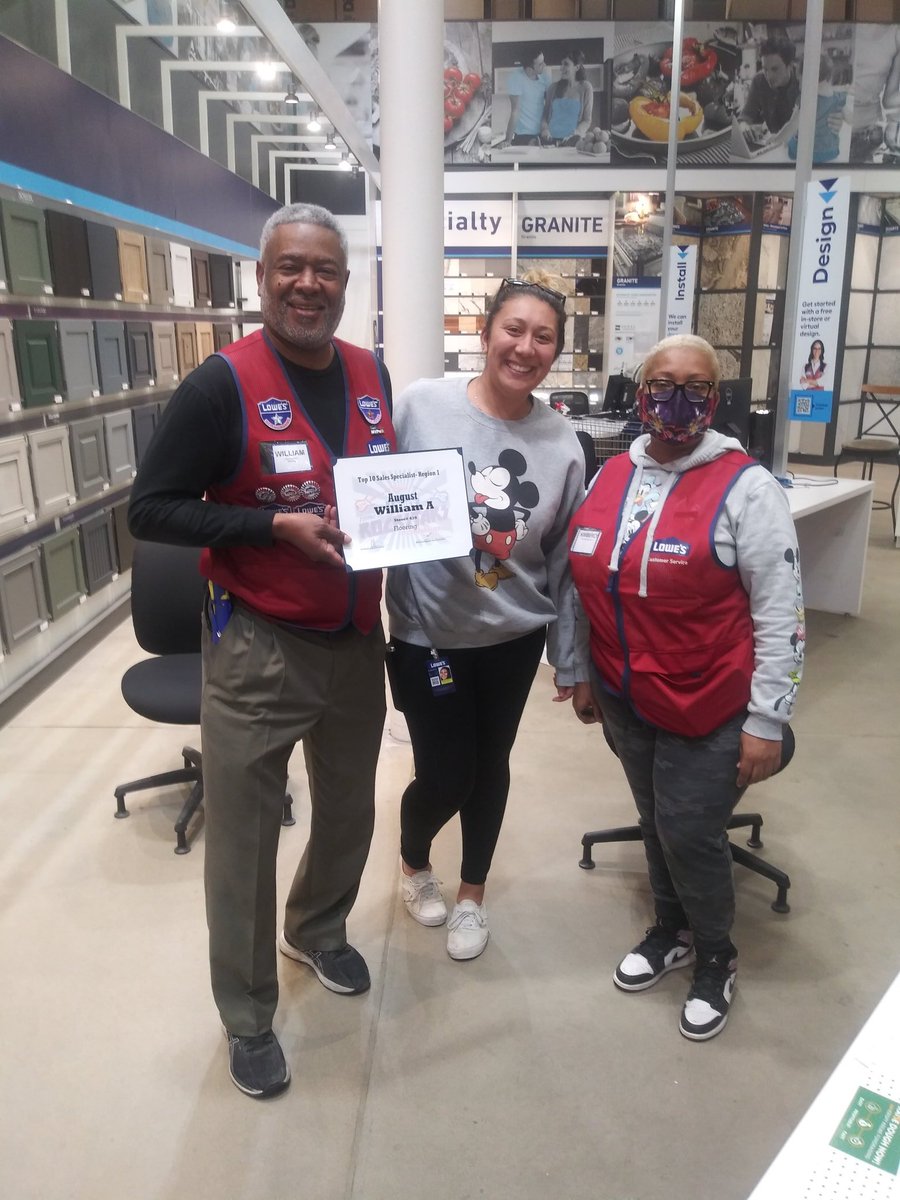 Shout out to William Flooring Specialist for being in the top 10 in Region1. I would like to give a shout out to Elizabeth, District Manager for Legacy and Kim, Ds of Flooring for the support. 439THEbattlefield <a href="/PresnellLars/">Lars Presnell</a> <a href="/ryanmoringlowes/">Ryan Moring</a> <a href="/specialtylowes/">Specialty & Services Selling at Lowe’s</a> <a href="/_nicolemarie_6/">Nicole Martinez Boyd</a>