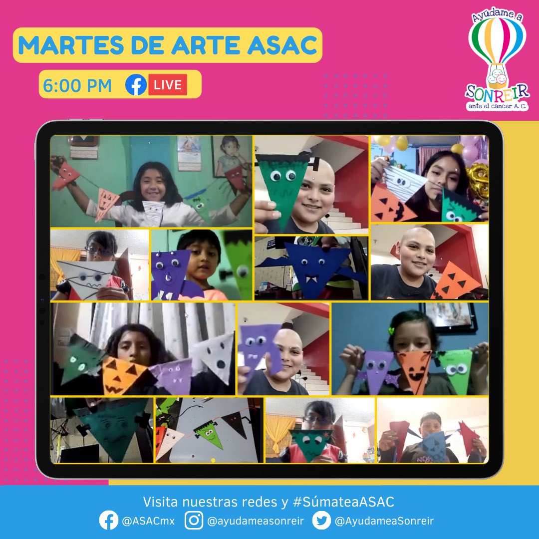 AyudameaSonreir's tweet photo. Hoy, además de aprender a hacer una guirnalda de halloween 🎃🧙🏼👻, pasamos una tarde llena de entretenimiento y creatividad en #arteASAC🎨. 
¡Los esperamos el próximo #martes para más diversión!

#CáncerInfantil #JóvenesConCáncer #familiaASAC #acompañamiento #ArteTerapia https://t.co/5KCKIncb70