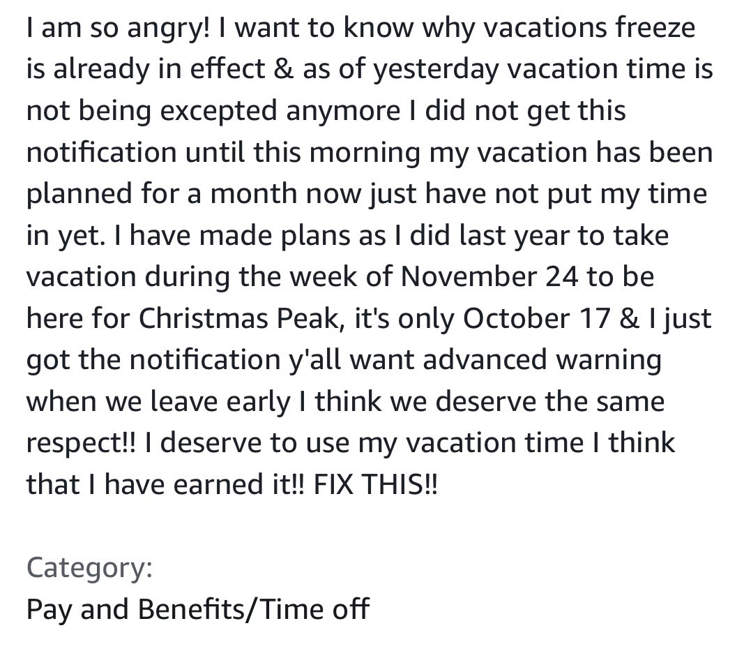 amazoncause's tweet photo. Bosses at #RDU1 without any warning put a freeze on our vacation time. Several associates are upset, because they will miss the holidays with their families. Did you know that with a collective bargaining agreement that this would have NEVER happened?

Don’t Quit. Organize! https://t.co/koW1KGy2rp