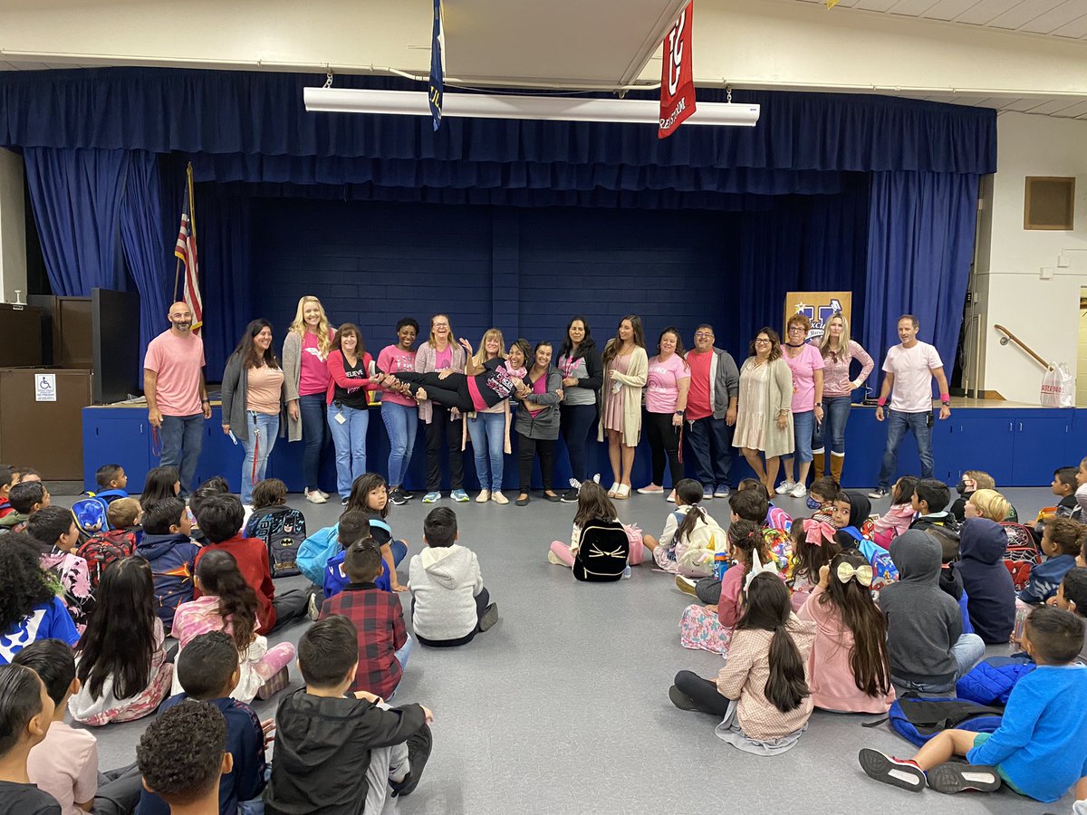 JoshRegerAP's tweet image. Sensational Superstar teacher Erica Perez being celebrated and speaking as a breast cancer Survivor during our Monday “Pink Out” Spirit Rally! Students and staff were encouraged to wear pink in honor and memory of all breast cancer survivors and victims.