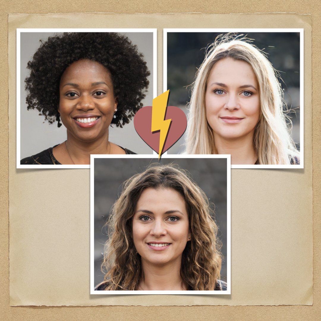 0xFuzeLife's tweet photo. Here's an example of the PFP breeding functionality! It's soon to go live, so I'll share some of my favourite examples with you. None of these beautiful people exist: they are AI generated! Parents at the top, their "progeny" at the bottom. #AI #NFT https://t.co/3pAhGB7FHJ