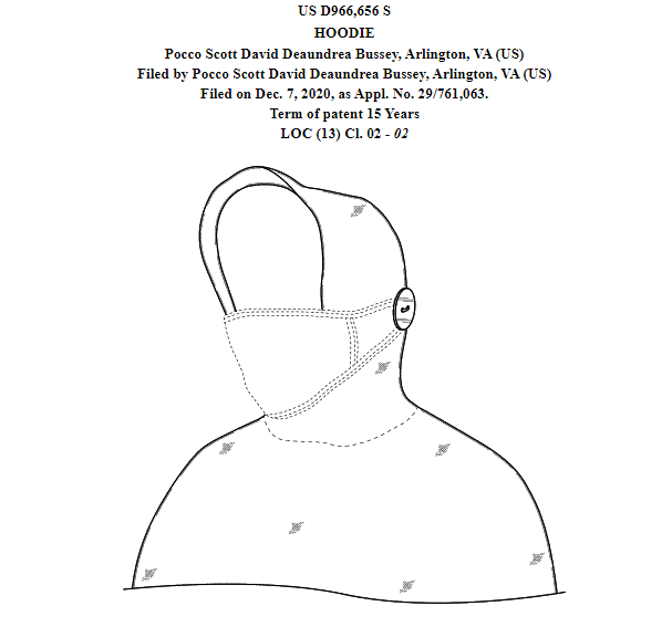 IPLawyersLA's tweet photo. Talk about staying ahead of the curve! Keep safe &amp; warm with this design patent for a hoodie that was granted today #Patent #IntellectualProperty https://t.co/dt9ylqvLyl