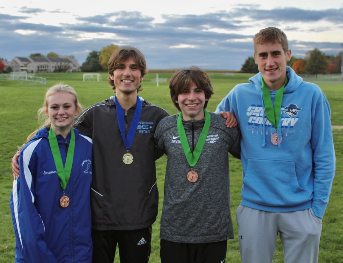 Awesome Pioneers performance at the L-L League Championships! Congrats to our boys and girls teams for qualifying for the District 3 Championships! And shout out to today's medalists: Colin Whitaker (1st), Ben Devine (4th), Parker Stoner (17th), and Keira Smecker (22nd).
