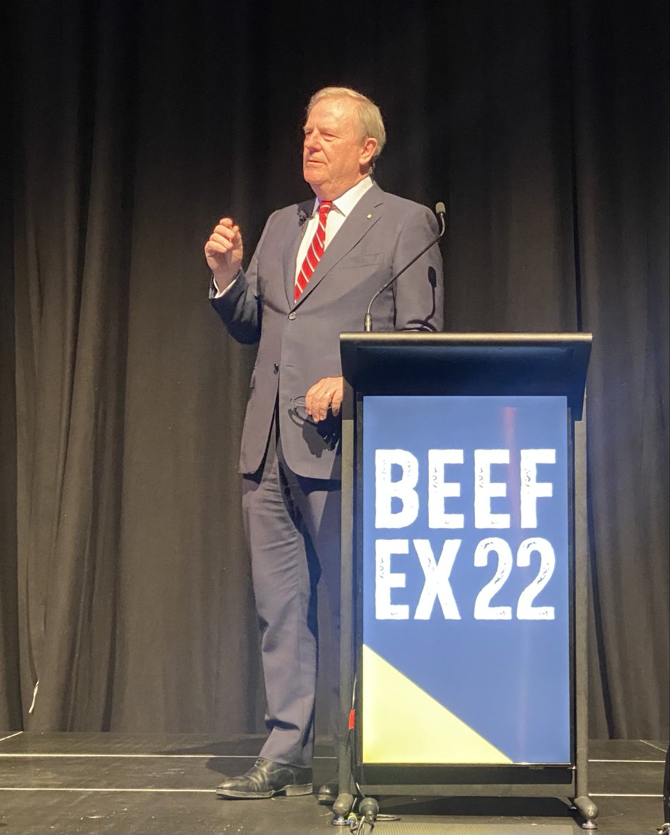 Former Federal Treasurer Peter Costello addressing Australia’s feedlot industry at #beefex22 #beefex #grainfedbeef