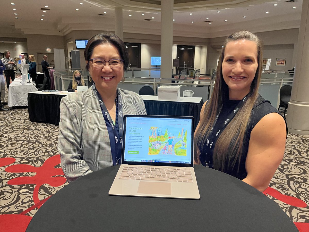 Check out <a href="/Noelannah/">Noelannah Neubauer</a> and <a href="/lililiu_ca/">Lili Liu</a> at tonight's Drinks and Demos showcasing the new interactive tool they developed to help people living with mild dementia stay safe and maintain their freedom.🧭 #AGEWELL2022 

It just launched today! canadiansafewandering.ca
