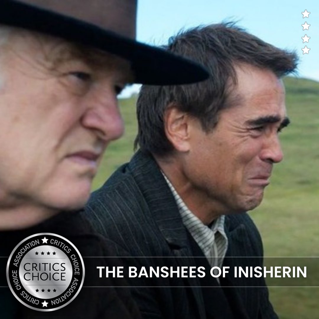 Congratulations to the cast and crew behind ‘The Banshees of Inisherin'. The film has earned the #CriticsChoice Seal of Distinction from the Critics Choice Association. ⭐️⭐️⭐️⭐️ @Banshees_Movie #bansheesofinisherin #bansheesmovie