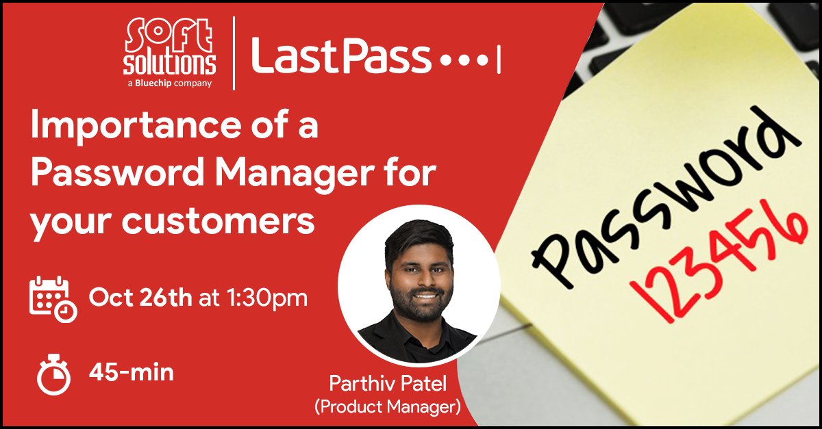 bcitnz's tweet photo. 📅 A #passwordmanagementtool is critical for your customers to help mitigate the #cyberattackrisk. Join Parthiv on 26 Oct@1:30pm, to uncover some #keyfactors that #channelpartners should consider when positioning #LastPass #PasswordManagement to customers: https://t.co/KKPWG4yOVq https://t.co/X6EB9IlD0T