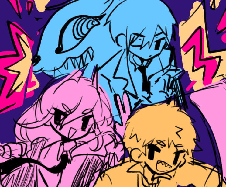 デンジ ,パワー(チェンソーマン) 「oldie idek if im going 2 finish it but,,」|₍ᐢ..ᐢ₎ 🌧️のイラスト