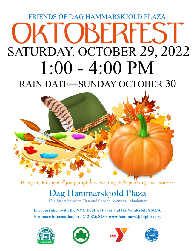 TurtleBayAssoc's tweet photo. Join @friendsDHP &amp; us on Saturday October 29th from 1 pm - 4 pm for an OKTOBERFEST celebration on the plaza. All are welcome for pumpkin decorating, face painting &amp; all things #autumn ! The #event is in cooperation with @NYCParks &amp; @VanderbiltYMCA https://t.co/wtZBI7bSJ3