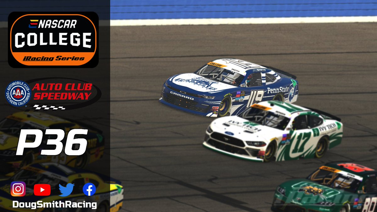 dougsmithracing's tweet photo. After some early contact with the wall, my @PSUEsports Chevy didn't have the speed to keep up. We started P36, moved up to P32 and then finished P36. Super glad I am able to represent such a great college!

Next race: Charlotte Road Course https://t.co/NHnhbRO5BY
