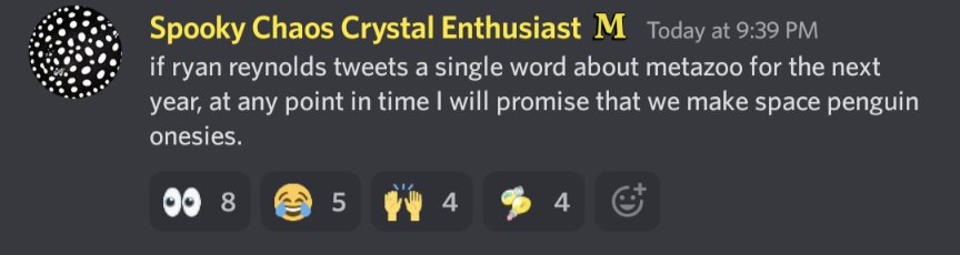 StreamieWeenies's tweet photo. @VancityReynolds you like cryptids right? Bigfoot, mothman, etc. imagine if you could help an amazing company make adorable onesies of them by tweeting the word "MetaZoo" @MetaZooGames https://t.co/ShVARlY4bP