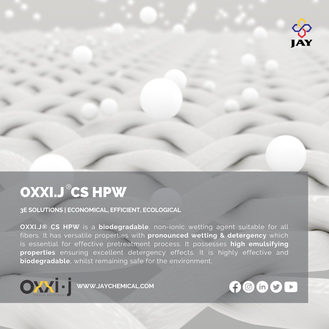 jcilindia's tweet image. OXXI.J®CS HPW

#biodegradable #economical #nonionic #wetting #suitable #solutions #application #properties #ecological #efficient #versatile #pronounced #solutions #essential #fibers #effective #process #emulsifying #industrial #excellent #detergency #textileauxiliaries