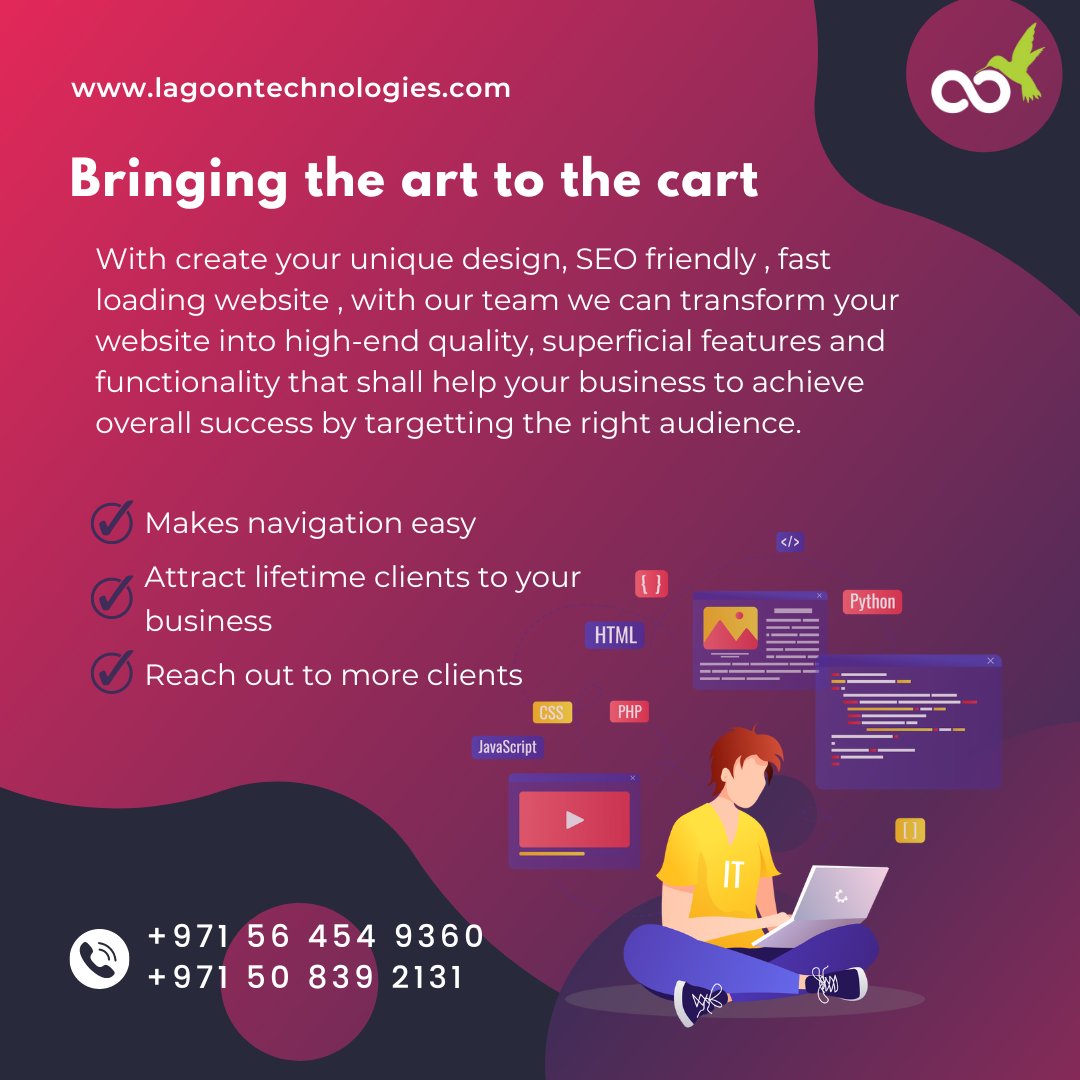 lagoontech's tweet photo. Need a Website Design &amp; Development?

Your search end with us. We provide you with the Best Website Design &amp; Development Services!

Visit us: https://t.co/knZksm0WBH
Call us: +971 50 839 2131 +971 56 454 9360

#webdesigndevelopment #webdesignuae
#websitedevelopment #websitedesign https://t.co/1hP5KvamAJ