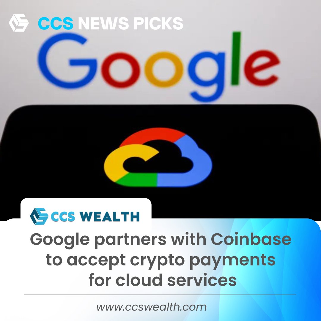 CcsWealth's tweet photo. Google partners with Coinbase to accept crypto payments for cloud services.

#wealthcreation #wealthmanagement #Defi
#assetmanagement #financialfreedom https://t.co/HPFKtMBWO9