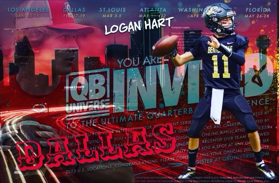 Logan_Hart_QB1's tweet photo. Challenge Accepted:
Excited and blessed to return to one of the most challenging camps in the country! @QBUniverseQBU in my second year competing in your camps. Iโm coming to earn best QB in my age group. #elevate #QB1 #qbiq #spinit #GenerationNexxt @QBHitList @PrepRedzoneAR https://t.co/PhZGlviHLt
