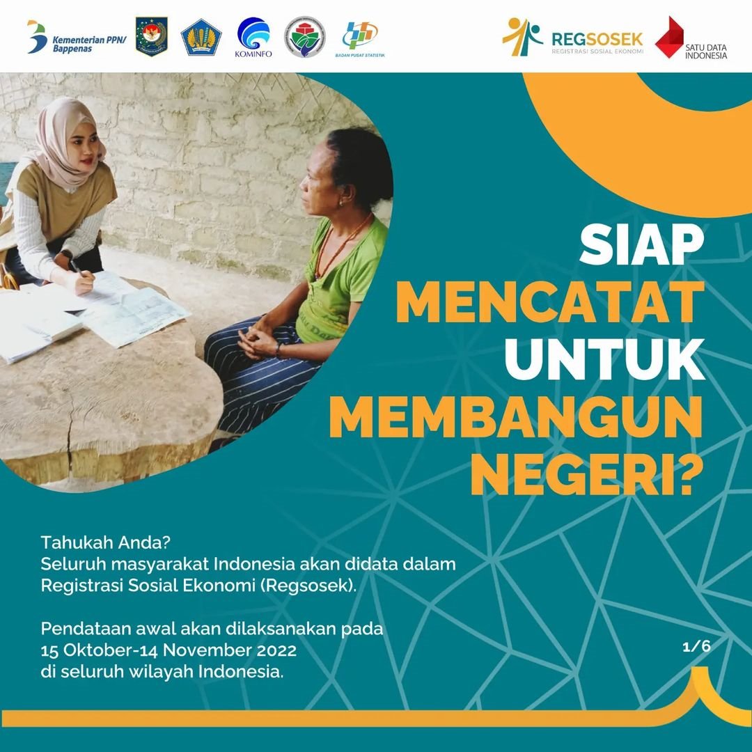 DisperakimJtg's tweet photo. Indonesia mengoptimalkan basis data melalui  REGSOSEK utk mendorong Reformasi Sistem Perlindungan Sosial. Data yg terkumpul di 2022 selanjutnya akan melalui beberapa tahap hingga mencapai stabilitas sistem pada 2024. Pendataan Regsosek akan berlangsung pd 15 Okt–14 Nov 2022 https://t.co/Uxqx7ZZ6u8