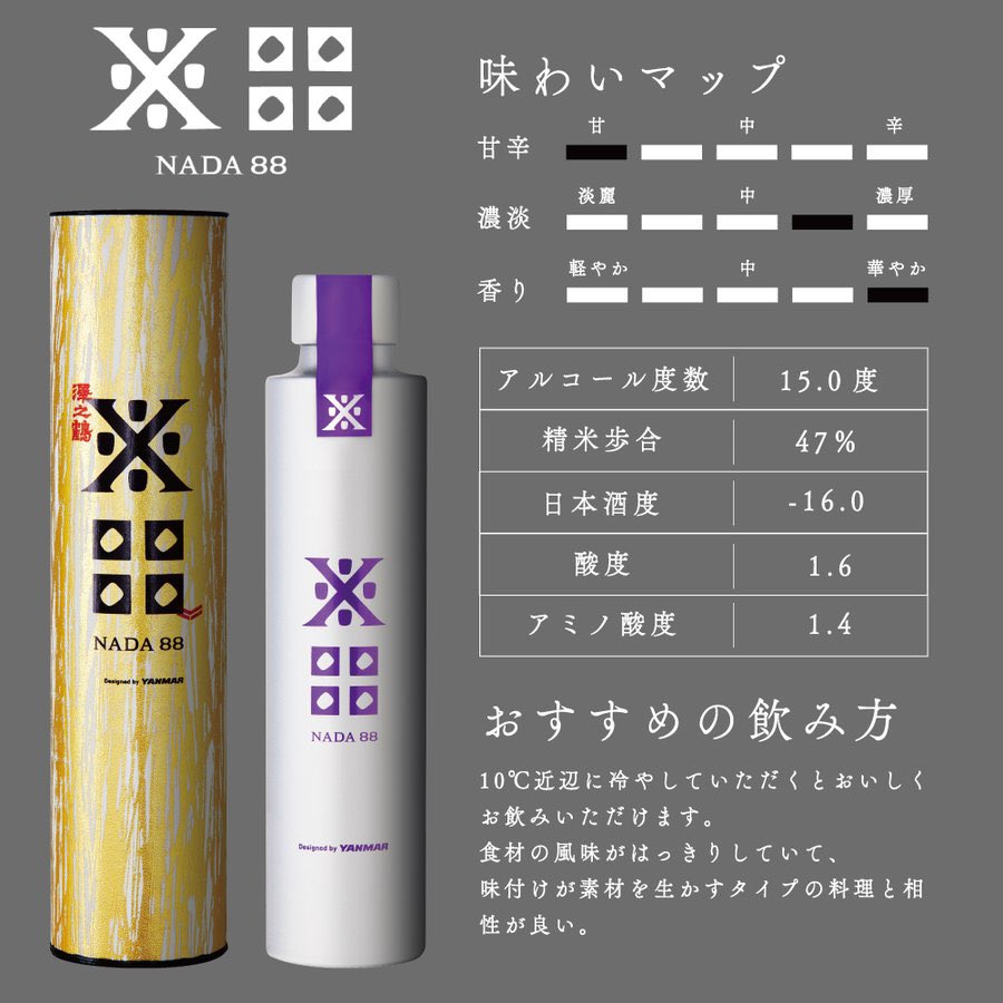 ICHIGOU_SAKE's tweet photo. 沢の鶴とヤンマーの
「酒米プロジェクト」最終章
プロジェクト開始のX01から始まり
6年の集大成
NADA88 純米大吟醸

＃沢の鶴
#NADA88
#純米大吟醸
#日本酒

お買い求めは、web、店頭にて
https://t.co/luFqdao3e1 https://t.co/qLDoVO1xN3